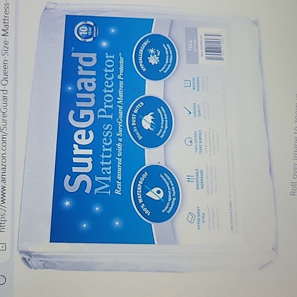 SureGuard Premium Full Mattress Protector White Cotton Terry Waterproof New